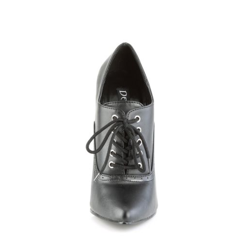 Product image of Devious DOMINA-460 Black Faux Leather 6 inch (15.2 cm) Oxford Lace-Up Pump Court Pump Shoes
