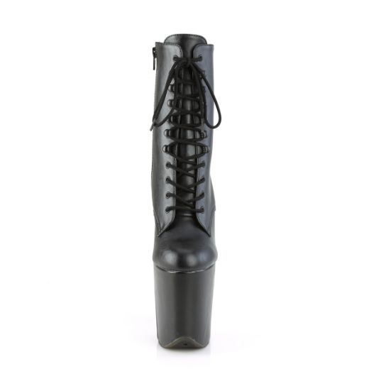Product image of Pleaser FLAMINGO-1020WR Black Faux Leather/Black Faux Leather 8 inch (20 cm) Heel 4 inch (10 cm) Platform Lace-Up Front Ankle Boot Side Zip