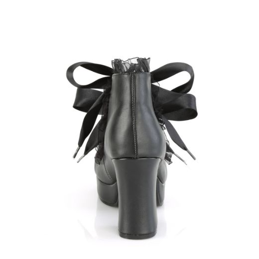 Product image of Demonia GOTHIKA-53 Black Vegan Faux Leather 3 3/4 inch (9.5 cm) Heel 1 inch (2.5 cm) P/F Lace-Up Shoe With  Double Hearts Cutout