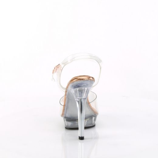 Product image of Fabulicious LIP-108 Clear-Rose Gold/Clear 5 inch (12.7 cm) Heel 3/4 inch (1.9 cm) Platform Ankle Strap Sandal Shoes