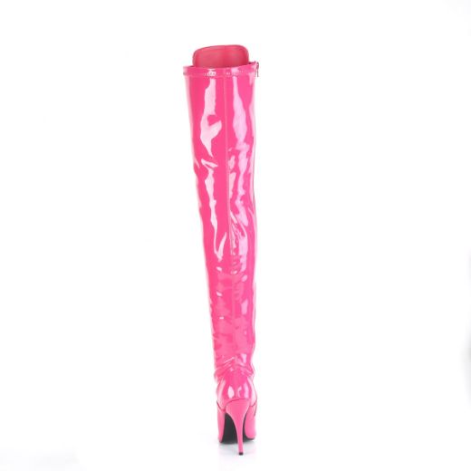 Product image of Pleaser SEDUCE-3024 Hot Pink Patent 5 inch (12.7 cm) Heel D-Ring Stretch Thigh Boot Side Zip Thigh High Boot