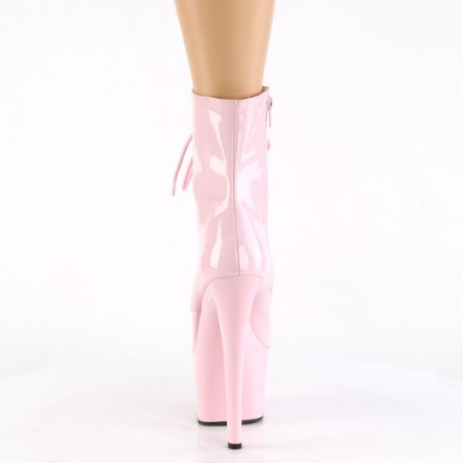Product image of Pleaser SKY-1020 Baby Pink Patent/Baby Pink 7 inch (17.8 cm) Heel 2 3/4 inch (7 cm) Platform Lace-Up Front Ankle Boot Side Zip
