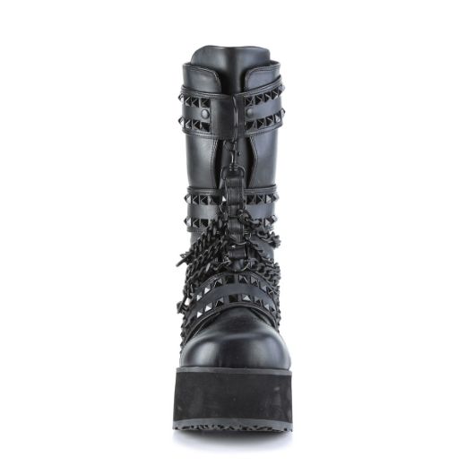 Product image of Demonia TRASHVILLE-138 Black Vegan Faux Leather 3 1/4 inch (8.3 cm) Platform 3 Hook And Loop Straps Mid-Calf Boot Back Zip