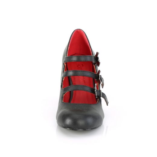 Product image of Demonia VIVIKA-38 Black Vegan Faux Leather 3 inch (7.6 cm) Block Heel Round Toe Maryjane