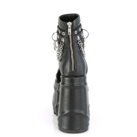 Product image of Demonia WAVE-22 Black Vegan Faux Leather 6 inch (15.2 cm) (152Mm) Wedge Platform Bootie Sandal Back Zip