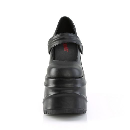Product image of Demonia WAVE-32 Black Vegan Faux Leather 6 inch (15.2 cm) Wedge Platform Maryjane