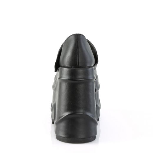 Product image of Demonia WAVE-32 Black Vegan Faux Leather 6 inch (15.2 cm) Wedge Platform Maryjane
