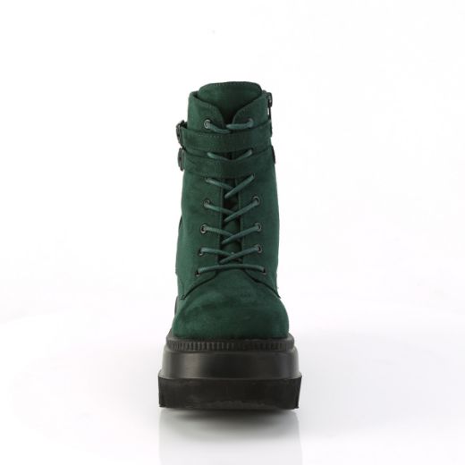 Product image of Demonia SHAKER-52 Emerald Vegan Suede 4 1/2 Inch Wedge PF Ankle Boot Side Zip