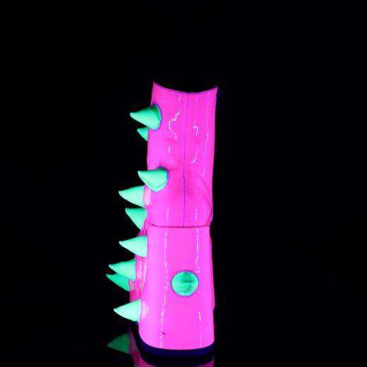 Product image of Demonia SLAY-77 UV Neon Pink-Neon Green 7 Inch PF Ankle Boot Side Zip