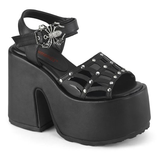 Product image of Demonia CAMEL-17 Blk Vegan Leather 5 Inch Chunky Heel 3 Inch Platform Ankle Strap Sandal
