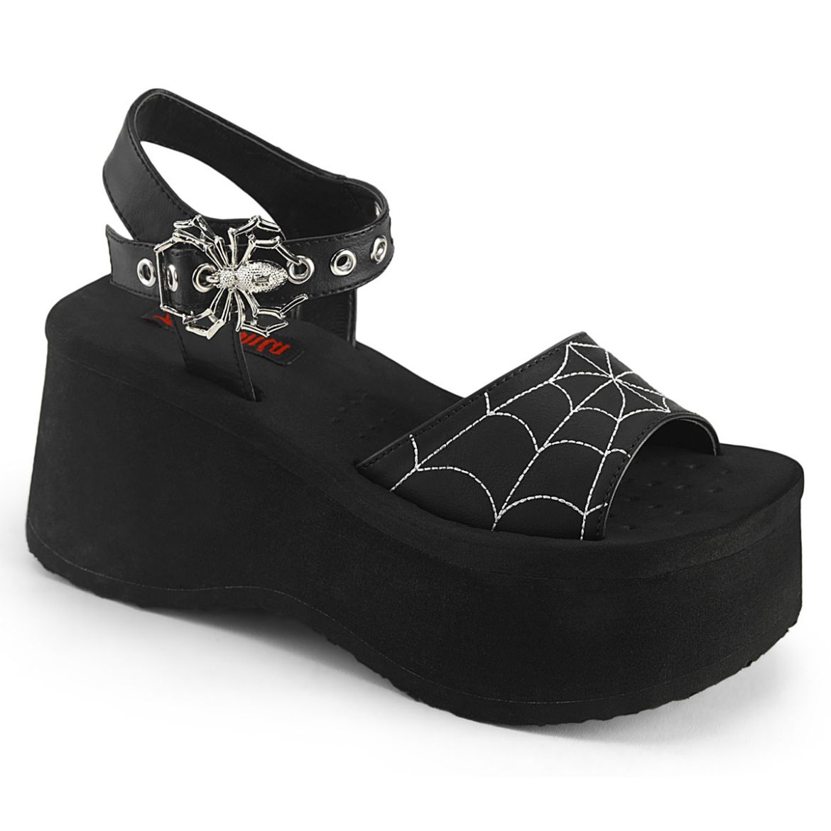 Product image of Demonia FUNN-10 Blk Vegan Leather 2 1/2 Inch PF Ankle Strap Sandal