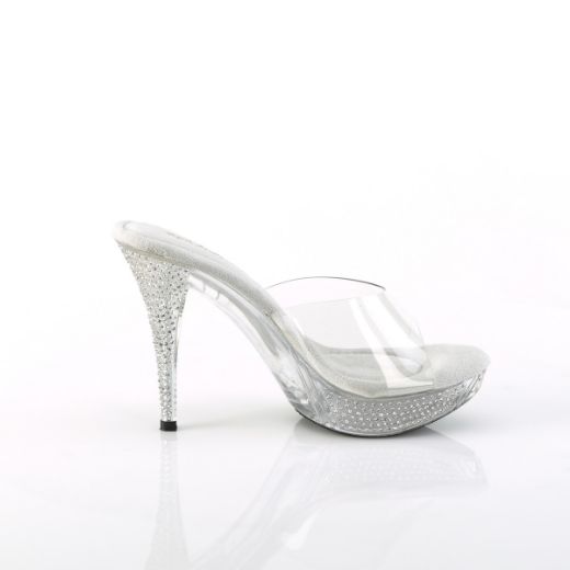 Product image of Fabulicious ELEGANT-401 Clr/Clr 4 1/2 Inch Heel 1 Inch PF Slide w/ RS