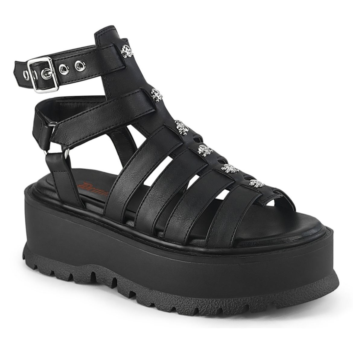 Product image of Demonia SLACKER-18 Blk Vegan Leather 2 Inch Platform Gladiator Sandal