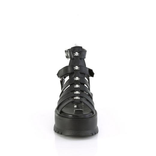 Product image of Demonia SLACKER-18 Blk Vegan Leather 2 Inch Platform Gladiator Sandal