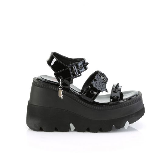 Product image of Demonia SHAKER-13 Blk Pat 4 1/2 Inch Wedge PF Ankle Strap Sandal