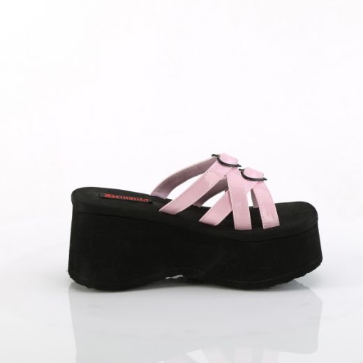 Product image of Demonia FUNN-15 B. Pink Holo Pat 3 1/2 Inch PF Criss Cross Slide Sandal