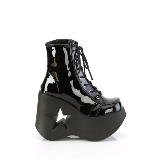 Product image of Demonia DYNAMITE-106 Blk Pat 5 Inch Star Cutout PF Wedge Lace-Up Ankle Boot Inside Zip