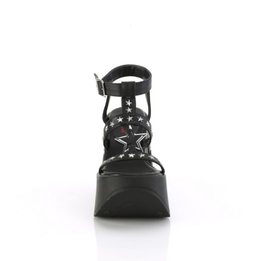 Product image of Demonia DYNAMITE-12 Blk Vegan Leather 5 Inch Star Cutout PF Wedge Wrap Around Ankle Strap Sandal