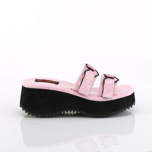Product image of Demonia FLIP-12 B. Pink Holo Pat 2 1/2 Inch PF Double Band Slide Sandal