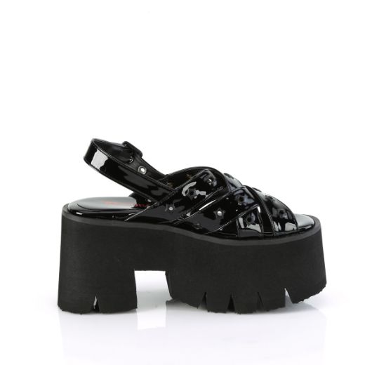 Product image of Demonia ASHES-12 Blk Pat 3 1/2 InchChunky Heel 2 1/4 InchCut Out PF Slingback Sandal