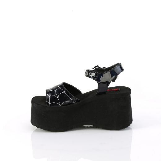 Product image of Demonia FUNN-10 Blk Holo Pat 2 1/2 Inch PF Ankle Strap Sandal