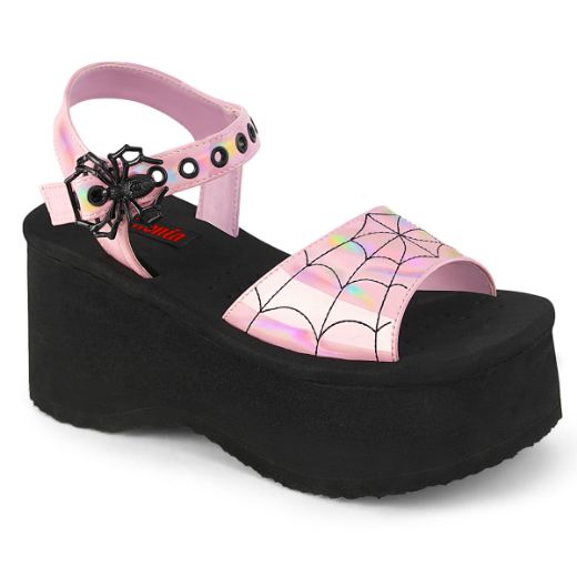 Product image of Demonia FUNN-10 B. Pink Holo Pat 2 1/2 Inch PF Ankle Strap Sandal