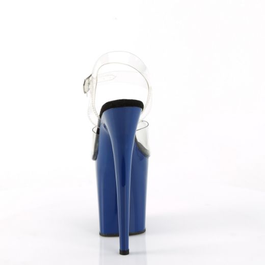 Product image of Pleaser FLAMINGO-808 Clr/Royal Blue 8 Inch Heel 4 Inch PF Ankle Strap Sandal