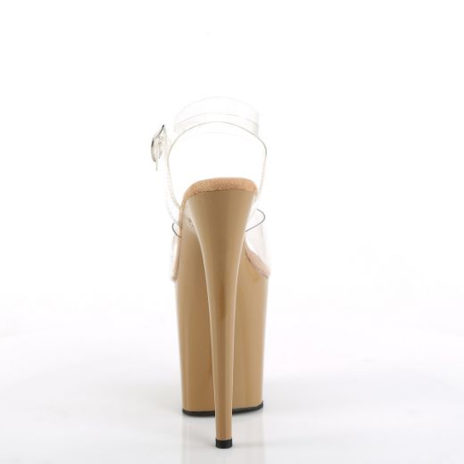 Product image of Pleaser FLAMINGO-808 Clr/Toffee 8 Inch Heel 4 Inch PF Ankle Strap Sandal
