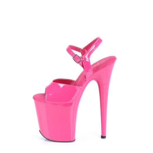 Product image of Pleaser FLAMINGO-809 H. Pink Pat/H. Pink 8 Inch Heel 4 Inch PF Ankle Strap Sandal