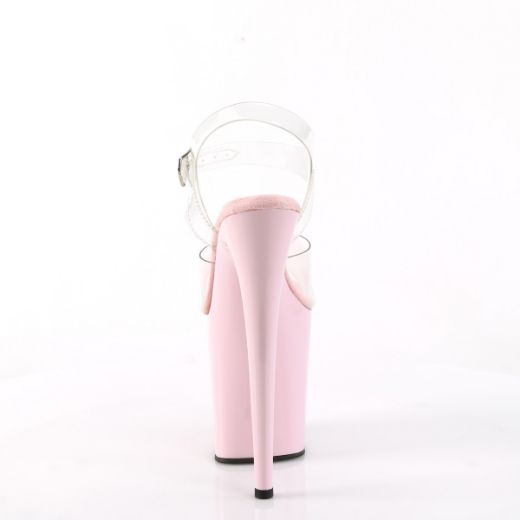Product image of Pleaser FLAMINGO-808 Clr/B. Pink 8 Inch Heel 4 Inch PF Ankle Strap Sandal