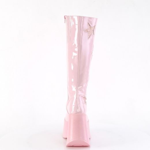 Product image of Demonia DYNAMITE-218 B. Pink Pat-B. Pink Multi Gliter 5 Inch Star Cutout PF Wedge Knee High Boot Inside Zip