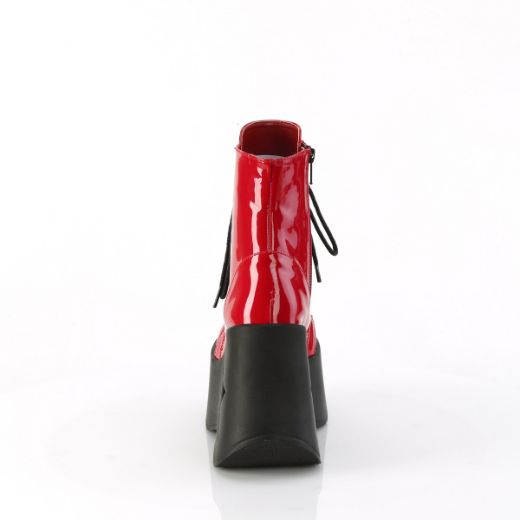 Product image of Demonia DYNAMITE-106 Red Pat 5 Inch Star Cutout PF Wedge Lace-Up Ankle Boot Inside Zip