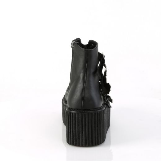 Product image of Demonia CREEPER-260 Blk Vegan Leather 3 Inch PF Lace-Up Ankle High Creeper w/ Buckle straps