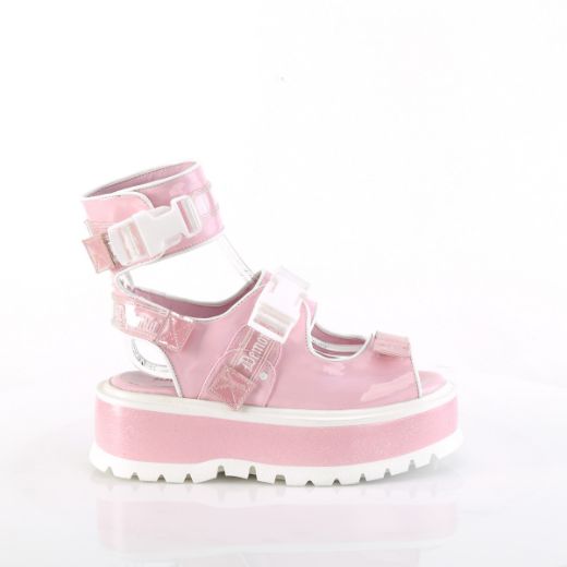Product image of Demonia SLACKER-15B B. Pink Holo Pat 2 Inch Platform Ankle Cuff Sandal