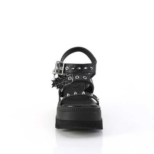 Product image of Demonia SHAKER-13 Blk Vegan Leather 4 1/2 Inch Wedge PF Ankle Strap Sandal