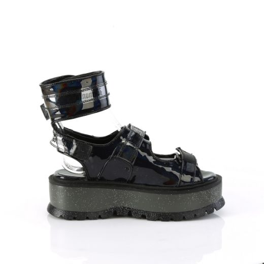 Product image of Demonia SLACKER-15B Blk Holo Pat 2 Inch Platform Ankle Cuff Sandal