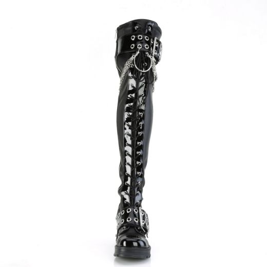 Product image of Demonia BRATTY-304 Blk Stretch Vegan Leather 2 3/4 Inch Chunky Heel 1 Inch PF Over-The-Knee Boot Inside Zip