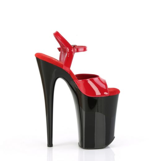 Product image of Pleaser INFINITY-909 Red Pat/Blk 9 Inch Heel 5 1/4 Inch PF Ankle Strap Sandal
