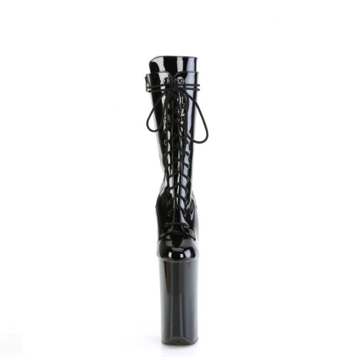 Product image of Pleaser BEYOND-1050 Blk Pat/Blk 10 Inch Heel 6 1/4 Inch PF Lace-Up Front Mid Calf Boot Side Zip