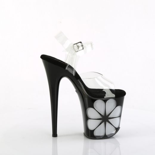 Product image of Pleaser FLAMINGO-808NLHS Clr/Blk-Multi 8 Inch Heel 4 Inch PF LED Illuminated Ankle Strap Sandal