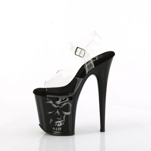 Product image of Pleaser FLAMINGO-808NLSK Clr/Blk-Multi 8 Inch Heel 4 Inch PF LED Illuminated Ankle Strap Sandal