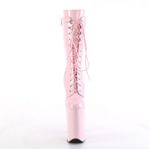 Product image of Pleaser INFINITY-1050 B. Pink Pat/B. Pink 9 Inch Heel 5 1/4 Inch PF Lace-Up Front Mid Calf Boot Side Zip