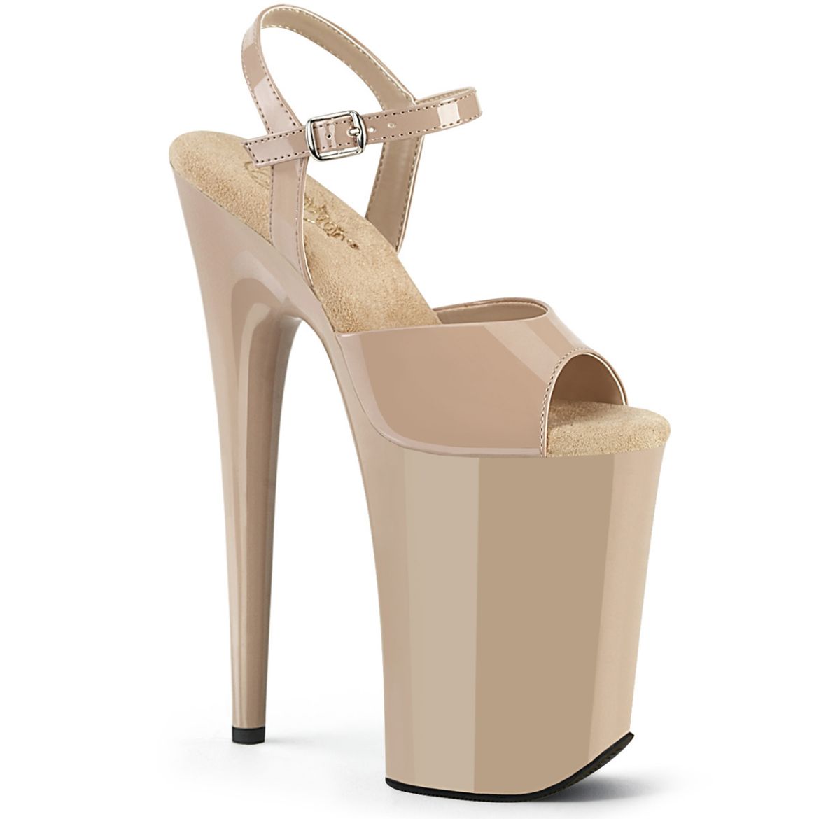 Product image of Pleaser INFINITY-909 Nude Pat/Nude 9 Inch Heel 5 1/4 Inch PF Ankle Strap Sandal