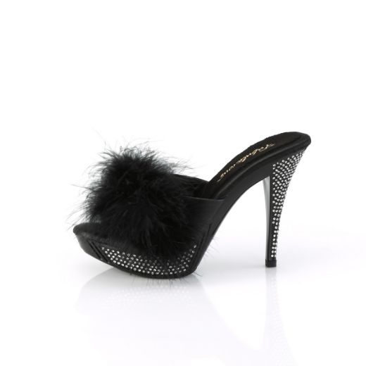 Product image of Fabulicious ELEGANT-401F Blk Marabou-Faux Leather/Blk 4 1/2 Inch Heel 1 Inch PF Marabou Fur Slipper