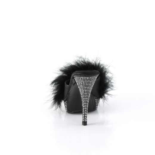 Product image of Fabulicious ELEGANT-401F Blk Marabou-Faux Leather/Blk 4 1/2 Inch Heel 1 Inch PF Marabou Fur Slipper