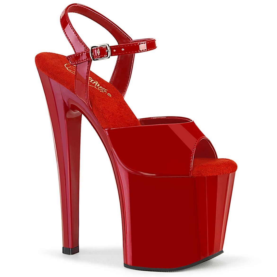 Product image of Pleaser ENCHANT-709 Red Pat/Red 7 1/2 Inch Heel 3 1/2 Inch PF Ankle Strap Sandal
