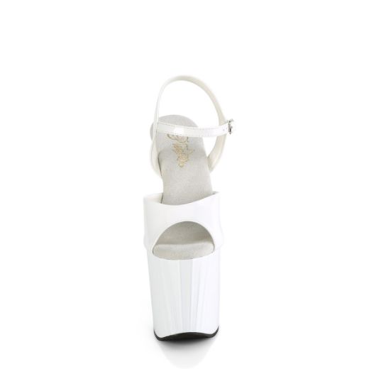 Product image of Pleaser ENCHANT-709 Wht Pat/Wht 7 1/2 Inch Heel 3 1/2 Inch PF Ankle Strap Sandal