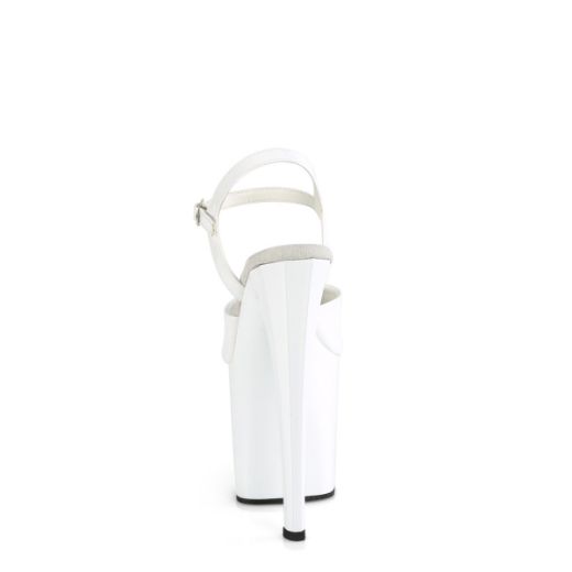 Product image of Pleaser ENCHANT-709 Wht Pat/Wht 7 1/2 Inch Heel 3 1/2 Inch PF Ankle Strap Sandal