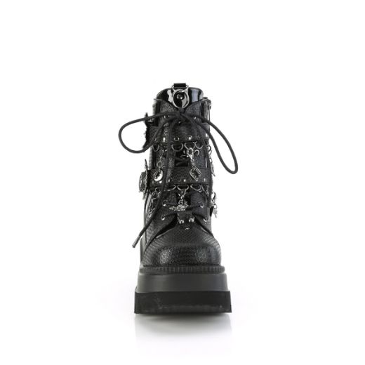 Product image of Demonia SHAKER-66 Blk Vegan Leather 4 1/2 Inch Wedge PF Ankle Boot Side Zip