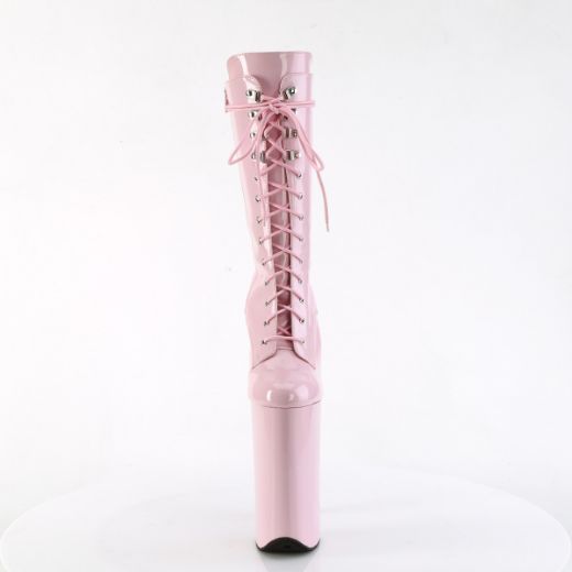 Product image of Pleaser BEYOND-1050 B. Pink Pat/B. Pink 10 Inch Heel 6 1/4 Inch PF Lace-Up Front Mid Calf Boot Side Zip